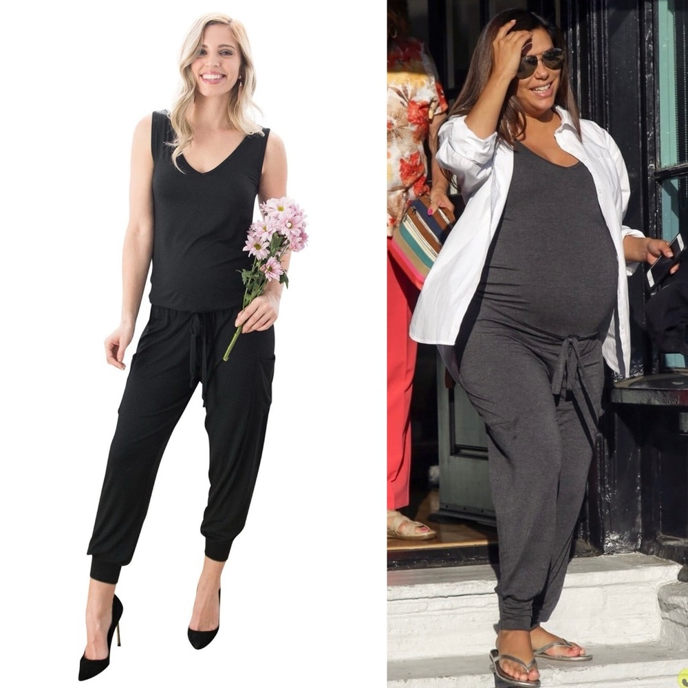 Alex & Harry Hudson Jumpsuit Black Maternity Postpartum Nursing Romper